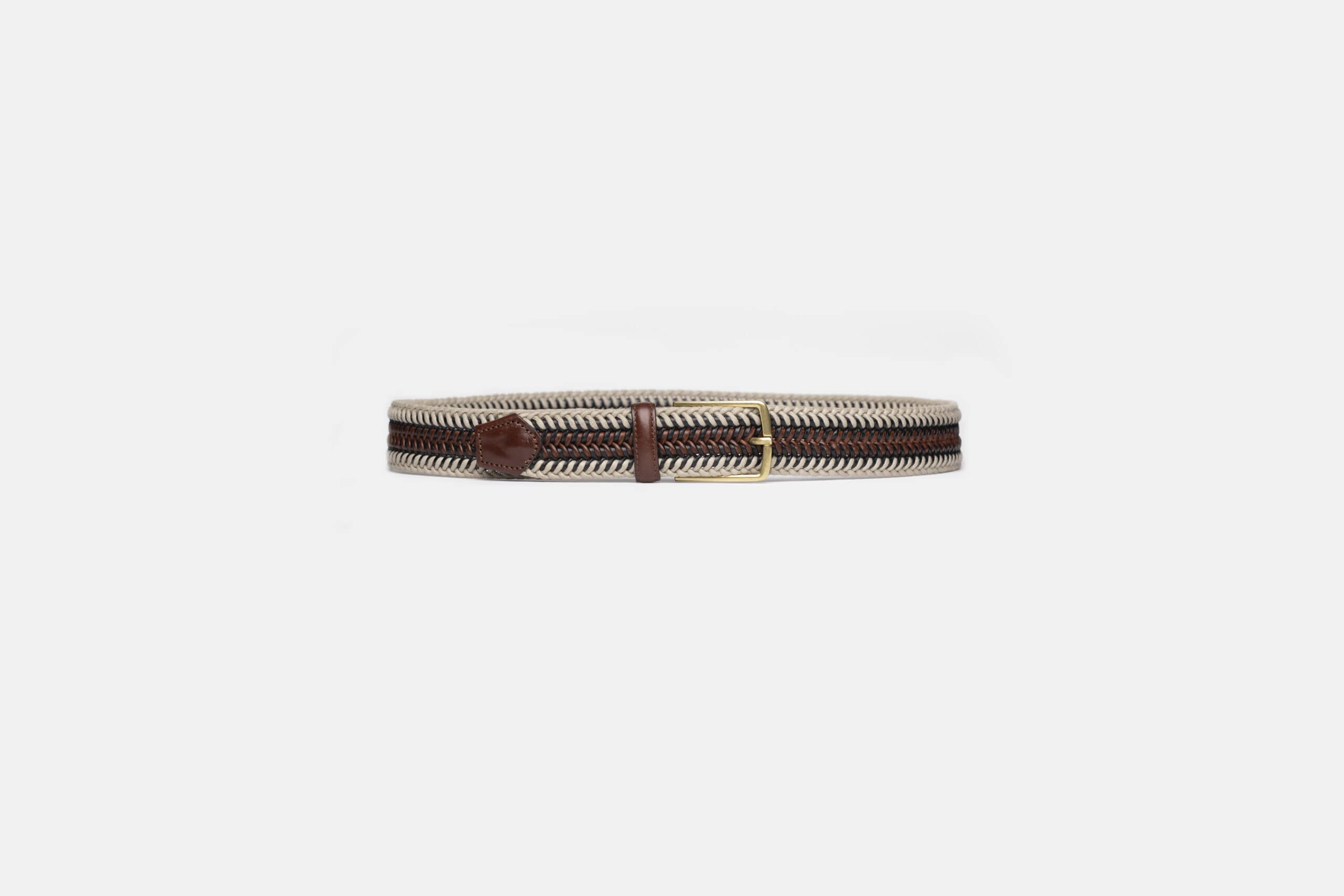 ELASTIC LEATHER BROWN BELT